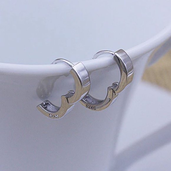 925 Sterling Silver Huggie Hoop Earrings - Picture 3 of 6